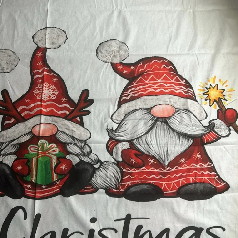 3 gnomes, merry Christmas backdrop, 4 x 4, White white red black, New